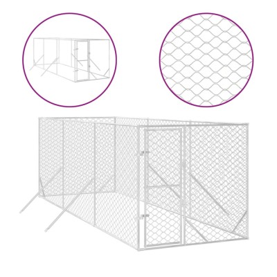 Padoc de exterior pentru caini argintiu 2x6x2 m otel galvanizat foto