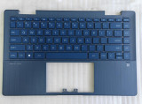 Carcasa superioara cu tastatura palmrest Laptop 2in1, HP, Pavilion X360 14-EK, N09438-B31, N09438-001, iluminata, albastra, layout US