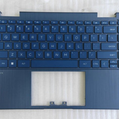 Carcasa superioara cu tastatura palmrest Laptop 2in1, HP, Pavilion X360 14-EK, N09438-B31, N09438-001, iluminata, albastra, layout US