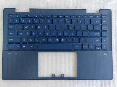 Carcasa superioara cu tastatura palmrest Laptop 2in1, HP, Pavilion X360 14-EK, N09438-B31, N09438-001, iluminata, albastra, layout US foto
