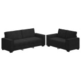 Cumpara ieftin Set de canapele cu perne, 2 piese, negru, catifea