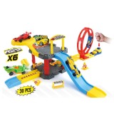 Set de joaca 30 de piese pentru copii cu pista de curse, banda de rulare cu 6 masini incluse