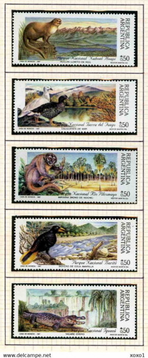 ARGENTINA-1987-PARCUL NATIONAL-FAUNAI-Pasari-Reptile-animale Serie de 5 timbre