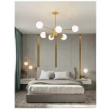 Cumpara ieftin Candelabru Vintage 6 Globuri Albe E27, 70cm, Bronz. Lustra Retro Living, Dormitor. Corp de Iluminat Elegant. Fara Bec