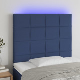 Tablie de pat cu LED, albastru, 90x5x118/128 cm, textil GartenMobel Dekor, vidaXL