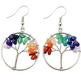 Cercei copacul vieții 7 chakre, pietre semiprețioase