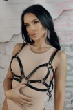 BRA302RR-1 Sutien fetish cu curele din piele ecologica