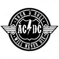 Decoratiune metalica de perete Krodesign KRO-1050, AC/DC, diametru 60 cm, negru, grosime 1.5 mm