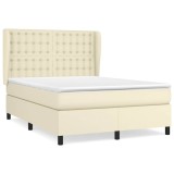 Cumpara ieftin Pat box spring cu saltea, crem, 140x190 cm, piele ecologica