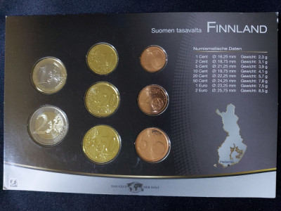 Euro set - Finlanda 1999 - 2010 de la 1 cent la 2 euro, 8 monede foto