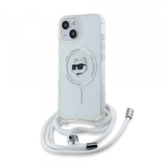 Husa MagSafe pentru Apple iPhone 15, Karl Lagerfeld, IML Crossbody Choupette&#039;s Head with Strap, Transparenta
