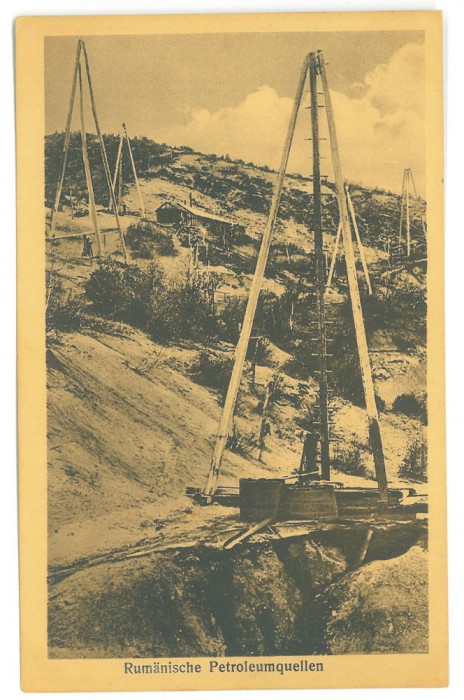 4614 - ROMANIA, rudimentary oil extraction, Romania - old postcard - unused 1917