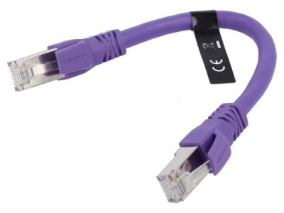 Patch cord S/FTP Cat 6a violet 0,2m foto
