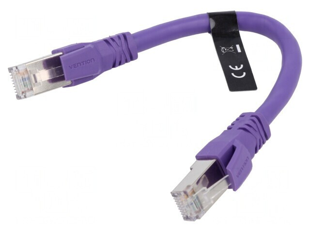 Patch cord S/FTP Cat 6a violet 0,2m