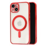Husa magsafe pentru apple iphone 14 pro, protectie camera, full tpu, margini colorate electroplating, magnetica, incarcare wireless, flippy, rosu