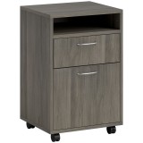 HOMCOM Dulap de Birou cu 4 Roți, Raft Deschis și 2 Sertare, Mobilier de Birou din Lemn și Metal, 40x35x60 cm, Maro | Aosom Romania