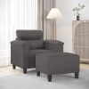 VidaXL Fotoliu canapea cu taburet, gri, 60 cm, piele ecologică 3201239