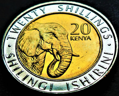 Moneda exotica bimetal 20 SHILING - KENYA, anul 2018 * cod 597 = UNC foto