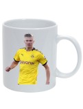 Cana alba personalizata &quot;Jucator fotbal Halland&quot;, INOVATIX&reg;. 330ml