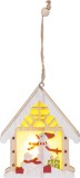 Dekor&aacute;cia MagicHome Vianoce, Snehuliak v domčeku, LED, z&aacute;vesn&aacute;, 9,2x3x10,4 cm