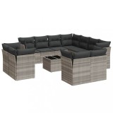Set canapele de gradina cu perne, 12piese gri deschis poliratan