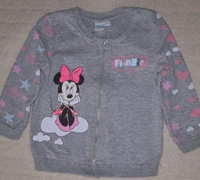 Bluza cu fermoar fata Disney gri bumbac Minnie Mouse 2/3 ani noua foto