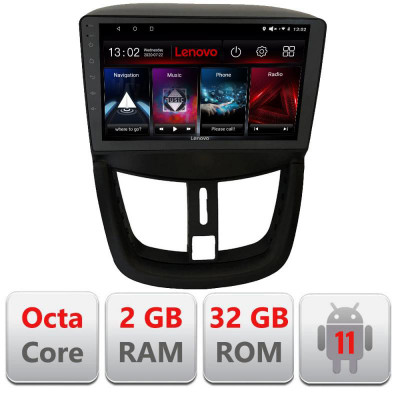 Navigatie dedicata Peugeot 207 D-PE01 Lenovo Octa Core cu Android Radio Bluetooth Internet GPS WIFI DSP 2+32 GB 4G KIT-PE01+EDT CarStore Technology foto