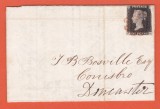 AMS @ - SCRISOARE 1840 ANGLIA - MAREA BRITANIE, PRIMUL TIMBRU DIN LUME, PENNY BLACK, stampila cruce malteza rosie