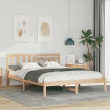 VidaXL Cadru de pat cu headboard Maro 160 x 200 cm Lemn masiv de pin
