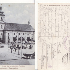 Sibiu -Piata - animata, militara WWI, WK1