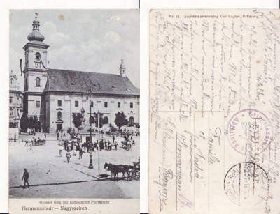 Sibiu -Piata - animata, militara WWI, WK1 foto