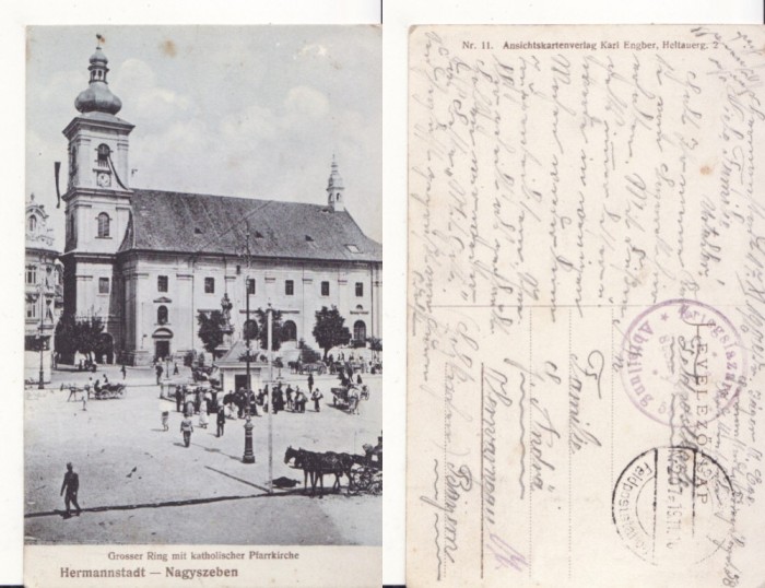 Sibiu -Piata - animata, militara WWI, WK1