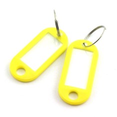 Breloc cu Eticheta pentru Chei, 50x20 mm, 100 Buc/Set, Galben, Tag pentru Chei, Breloc din Plastic pentru Chei foto