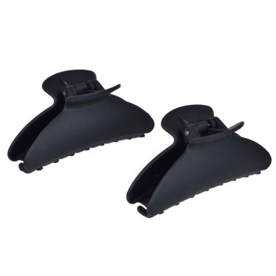 Clame Păr, Model Ondulat, Set 2 Bucăți, Negru Mat, 9cm foto