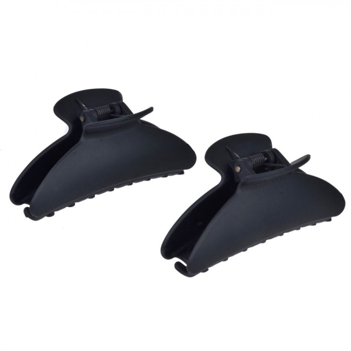 Clame Păr, Model Ondulat, Set 2 Bucăți, Negru Mat, 9cm