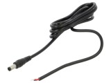 Cablu DC 5,5/2,5 mufe drept negru 1,5m 2x0,5mm2 20&divide;80&deg;C