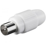 Conector tata pentru antena TV (coaxial) alb 75 Ohm