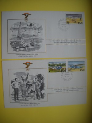 HOPCT PLIC FDC S NR 1018 SET 2 FDC FIJI -ISTORIA AVIATIEI -FAI -FEDERATIA AERONAUTICA INTERNATIONALA 1978-AVION / AVIATIE foto