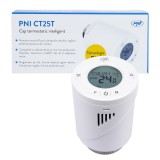 Cap termostatic inteligent PNI CT25T pentru calorifer, se conecteaza fara fir cu Hub PNI CT25WIFI cu control prin Internet, apli