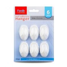 Carlig autoadeziv - alb - plastic - 2,5 x 4 cm - 6 buc/pachet Best CarHome