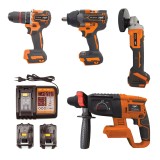 Set scule electrice PNI WK450 cu 2 acumulatori 18V 5.0Ah, incarcator inclus, brushless