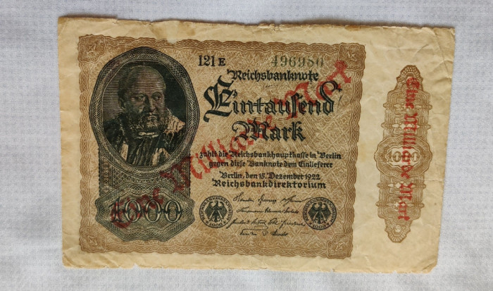 Germania - 1000 Mark / supra tipar 1 miliard (1922) 121E