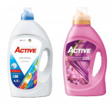 Detergent Universal de rufe lichid Active, 4.5 litri, 90 spalari + Balsam de rufe Active Happy Day, 1.5 litri, 60 spalari