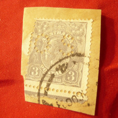 Timbru Australia 1923 George V , perforat , stampilat , pe fragment