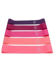 Set 5 benzi elastice fitness pentru antrenament,roz gradient, 5 niveluri rezistenta, 2.2kg - 18kg