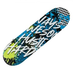 Skateboard, Albastru și Alb, 43x12.5 cm, Bază Antiderapantă, Cadru Aluminiu, Rulmenți ABEC-5
