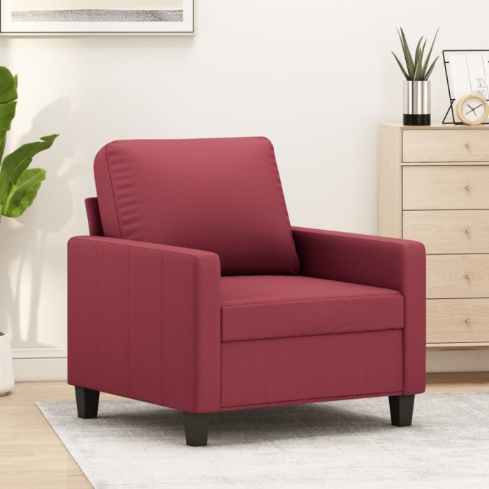 vidaXL Canapea de o persoană, roșu vin, 60 cm, piele ecologică