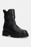 Marc O&#039;Polo cizme de piele femei, culoarea negru, cu toc plat, izolare usoara, 40818506001134 OO2M3036