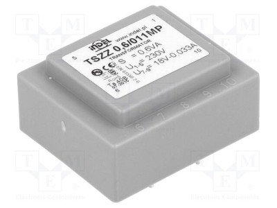 Transformator &amp;icirc;ncapsulat INDEL 0,6VA 230VAC 18V 33mA PCB IP00 foto