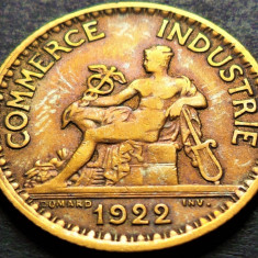 Moneda istorica (BUN PENTRU) 1 FRANC - FRANTA, anul 1922 * cod 4421 A